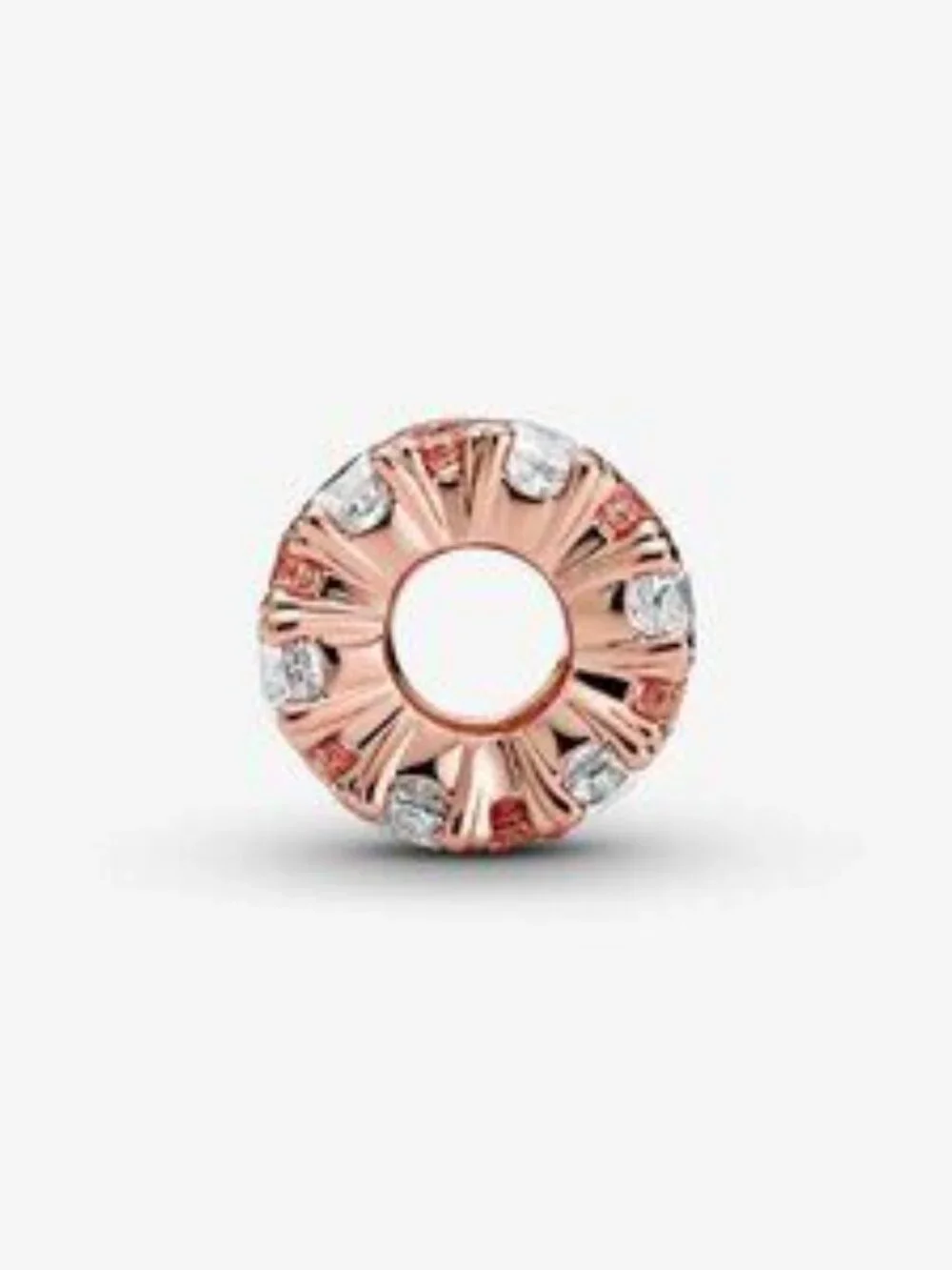 14k Rose gold-plated charm with clear and fancy fairy tale pink cubic zirconia